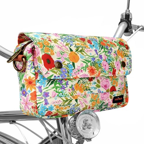 TOURBN TOURBON wasserdichte Segeltuch-Fahrradtaschen Fahrradtasche Lenkertasche Blumenmuster