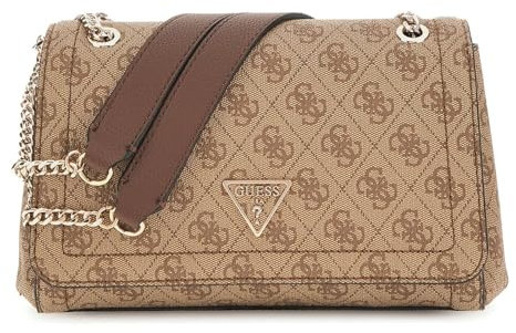 GUESS Noelle II Convertible Xbody Flap Bag Latte Logo/Brown