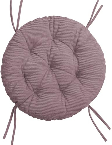 chilly pilley® Polster für Papasansessel - Rundkissen - Auflage Polster für Papasansessel -Sesselkissen Sitzkissen Gesteppt mit Schlaufen (Puderfiolett Cord, 80cm)