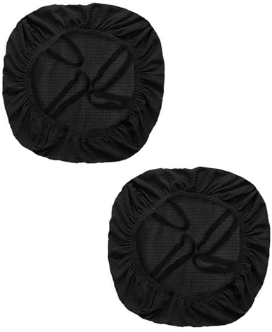 FYTXSZ Office Chair Seat Cover Stretch Elastic Universal Fit Washable Slipcover Seat Protector for Desk Swivel Computer Chairs, Removable Cushion Cover for Home Office (2, Black)