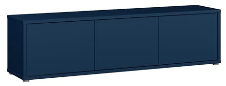 Forte Alice Springs TV-Schrank 150, modern-minimalistisch, 3-türig, Lowboard, Wohnzimmer, Holzwerkstoff, Nachtblau, 154,2 cm breit x 41,5 cm hoch x 34,9 cm tief