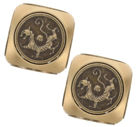 Gogogmee Brass Six-sided Antique Dice Desk Toys for Office Men, Retro Metal Rotating Stress Relief Gadgets, 2pcs Handheld Executive Desktop Motion Toys for Gaming and Desk Decoration