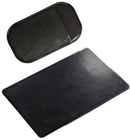 AEKZOX 2 Pezzi Tappetini Antiscivolo per Cruscotto Auto, Silicone Lavabile per Tenere Telefono, Chiavi, Occhiali da Sole, Monete (27×15cm e 14×8cm)