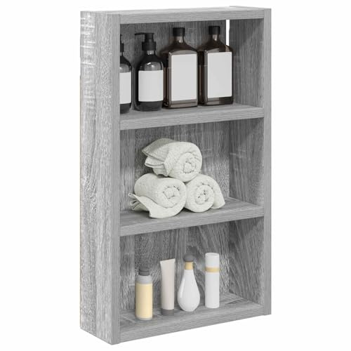vidaXL Badezimmer-Wandschrank mit Regal Graues Sonoma 30 x 10 x 50 cm, Moderner Badschrank, rechteckiges Regal, funktionale Aufbewahrung, platzsparende Lösung, stilvolles Design