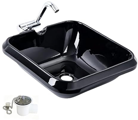 Fregadero Camper, Fregadero Cocina 1 Seno Acrílico, Grifo Plegable, 36x36x12 cm, Lavamanos, para Caravana, Autocaravana, Barco, Bar, Furgoneta