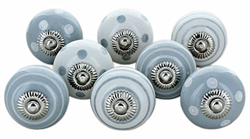 G Decor graues Weiß 8 Keramiktürknäufen Shabby Chic Vintage Schrank Schublade Zuggriffe von