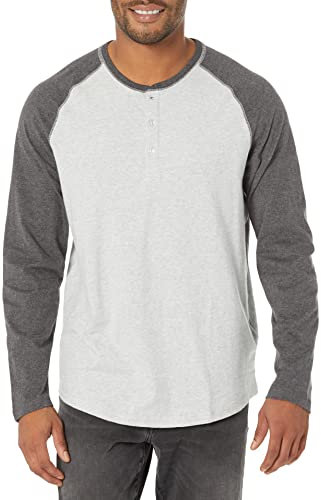Amazon Essentials Men's Regular-Fit Long-Sleeved Henley Shirt (Available in Big and Tall), Charcoal Light Grey Heather, XL