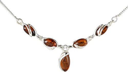 HolidayGiftShops Sterling Silber Baltischer Honig Bernsteinkette Gemma