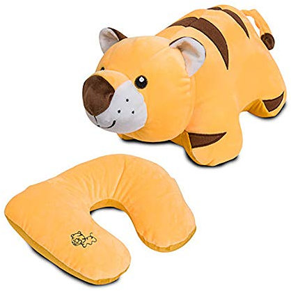 OAMORE 2 in 1 Reise-Nackenkissen Tier Nackenkissen U-Form Reisekissen Ergonomisch geformtes Design erfect für Flight Trip Auto Train Office Nickerchen (Tiger)