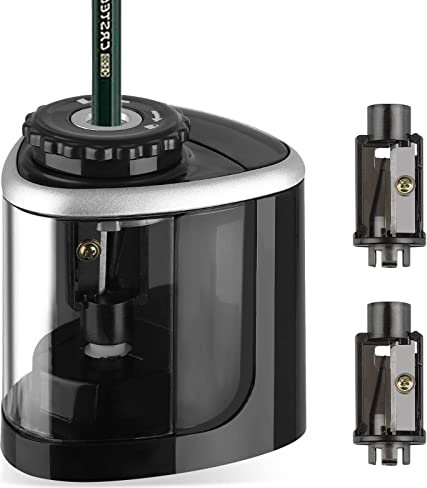 Linkstyle Elektrischer Bleistiftspitzer, automatischer Anspitzer, batteriebetrieben, für Schule, Zuhause und Büro, Schwarz