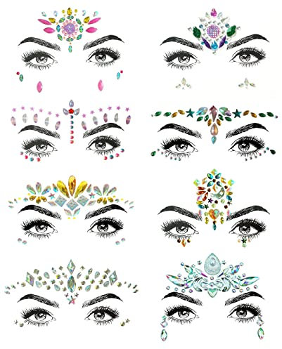 SHINEYES autocollants pour le visage et le visage de rave avec strass pour le visage et le corps (8 Pcs No.05)