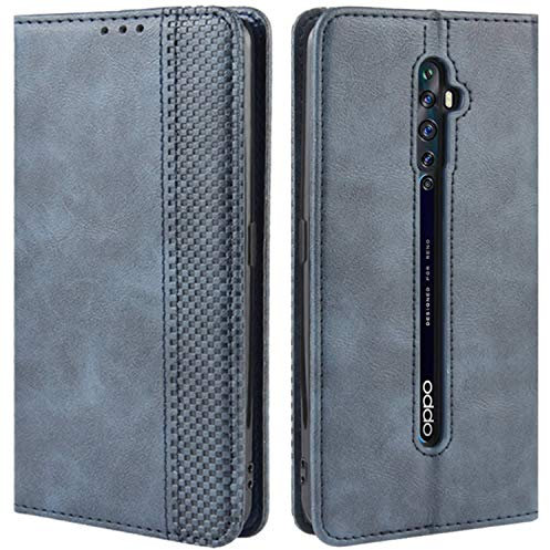 HualuBro Custodia per Oppo Reno2 Z, Flip Cover Portafoglio Magnetica in Retro PU Pelle a Libro TPU Antiurto Stand Case per Oppo Reno 2F / Reno 2Z / Reno2 F / Reno2 Z Cover (Blu)