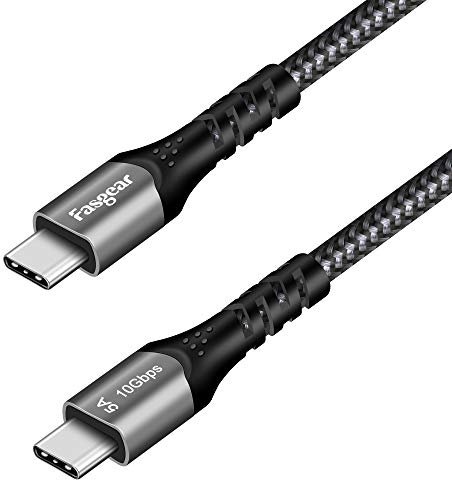 Fasgear USB C zu Typ C Kabel, USB 3.1 Typ C Gen 2 Schnellladekabel, 100W 20 V/5 A Stromversorgung, 10 Gbit/s Datenübertragung, 4K@60 Hz Videoausgang, kompatibel für Typ C-Geräte (3 m, schwarz)