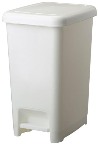 ROSSIGNOL Poubelle de cuisine à pédale, Poubelle 40L, Poubelle pour bureau, buanderie, Support sac intégré, Blanc CUBO