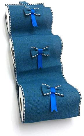 Corredocasa Portarotolo Porta Rotoli Carta Igienica Bagno Multitasca Tinta Unita da Appendere al Muro di Casa o Ufficio con Fiocco Applicato Tessuto Juta Artigianale Prodotto in Italia (Blu)