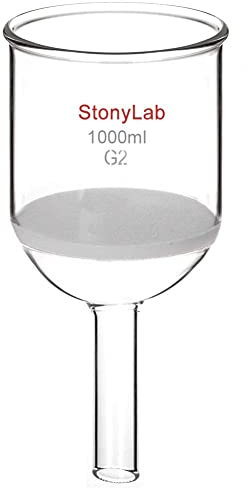 stonylab Imbuto Filtrante Buchner in Vetro Borosilicato con Fritta Media (G2), Diametro Interno 113mm, Profondità 110mm, (1000 mL)