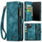 caseme Leather Flip Wallet Case for iPhone 13 Mini,Detachable Back Magnetic Closure 2-in-1 Shockproof Zipper Purse Cover with Card Slots (13 Mini, Blue)
