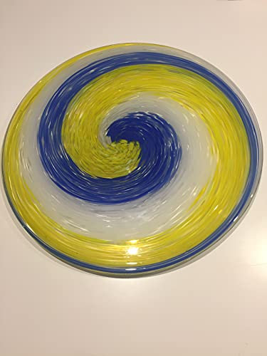 Scherzer Sottopiatto/Piatto torta/Centrotavola in vetro cm blu/giallo cm 32