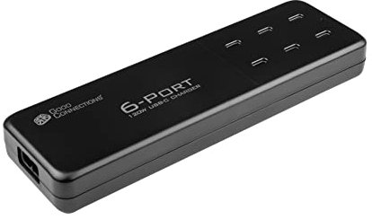 Good Connections USB-Desktop-Schnellladestation 120W - GaN - 6-Port - 6X USB-C mit je max. 100W (20V 5A), total max. 120W - PD 3.0, QC 4+ - Für Smartphone, Notebook, Tablet u.v.m.- schwarz