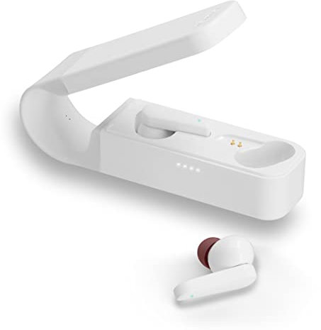 Hama Bluetooth Kopfhörer Spirit Pocket (In Ear Kopfhörer mit Mikrofon, True Wireless Earbuds mit Ladestation, besonders leicht, Laufzeit 30h, kabellose Kopfhörer mit Sprachsteuerung) weiß