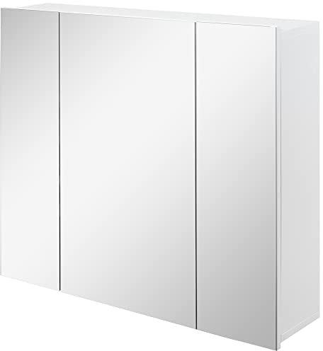 kleankin Armoire Murale de Salle de Bain avec 3 Portes Miroir et étagères réglables en MDF Blanc dim. 70L x 15l x 60H cm