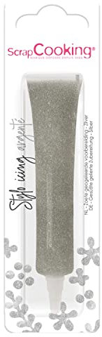 ScrapCooking - Stylo Icing Argenté - Stylo de Glaçage Alimentaire Pâtisserie 26 g - Crayon Encre Comestible - Écrire & Dessiner sur Desserts, Gâteaux & Biscuits - Anniversaire Noël - Argent - 7069