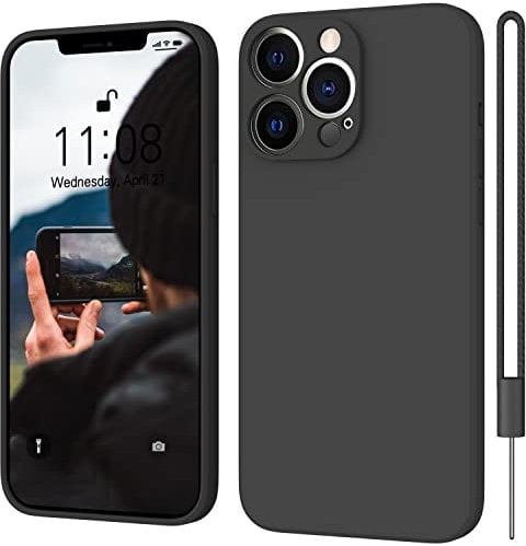 WXX Silicone Ultra Slim Case for iPhone 14 Pro, Camera Protection, Soft Gel Cover, Rubber, Anti-Scratch, Black