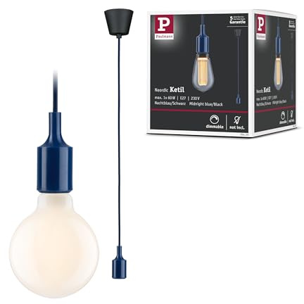 Paulmann 78430 Pendelleuchte Neordic Pendelleuchte Ketil ohne Leuchtmittel max. 60 Watt Hängeleuchte Nachtblau, Schwarz Silikon, Kunststoff E27