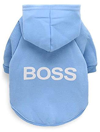 LtuzPet Hund Hoodie Boss Druck Hund Pullover Weiche Fleece Haustier Kleidung Warme Hund Jacke Mantel