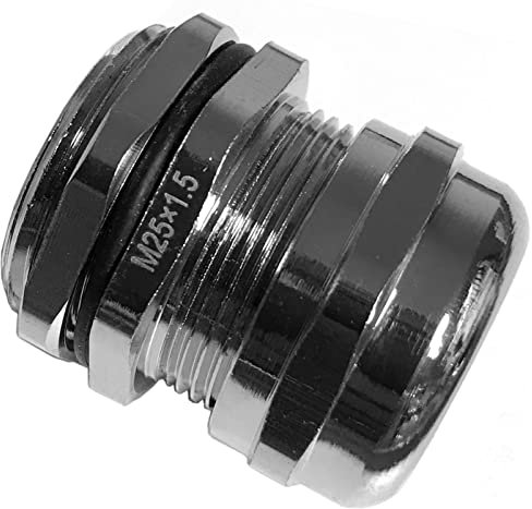 1 Stück M25 x 1.5 (MESSING-Metall) Kabelverschraubung/Kabeldurchführungen mit Gegenmutter für Kabeldurchmesser 10 mm bis 14 mm und Einbaudurchmesser 25 mm bis 25.2 mm IP68 (METRISCH)