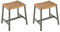 NATERIAL - 2er Set Gartenhocker ORIS - Sitzhocker - 37 x 46 x 46 cm - Aluminium - Eukalyptus FSC - Holzhocker - Balkonmöbel