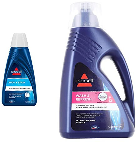 BISSELL Formule Spot and Stain & Formule Wash & Refresh Febreze, A utiliser avec nettoyeurs de tapisserie et moquettes, 1078N