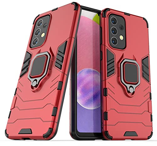 Max Power Digital Coque pour Samsung Galaxy A33 5G Housse Antichoc avec Anneau Rotatif Aimant Etui Magnétique Rigide Dure Armure Bague Support Armure Renforcée (Samsung Galaxy A33 5G, Rouge)