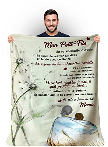 Personalisierte weiche Decke, um Ihrem Enkel von der Oma zu schenken. Originelle und nützliche Geschenkidee für Geburtstag, Weihnachten, Hochzeit, Bettdecke, Heimdekoration (150 x 200 cm)