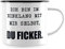 JUNIWORDS Emaille-Tasse, Ich bin im Einklang mit mir selbst, du Ficker, Schwarzer Tassenrand (1010025)