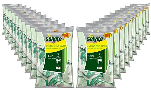 Solvite Paste the Wall 20-second mix and ready to use 5 Roll Sachet Extra strong Wallpaper Adhesive, 230 g, Bulk Buy 20 Pack