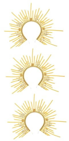 minkissy Diadema Virgen Maria 3 Piezas Diadema Halo De Nuestra Señora Tiara De Estrella Para Mujer Con Pinchos Maria Tocado Joyería Del Pelo De La Boda Gótico Perder El Plastico