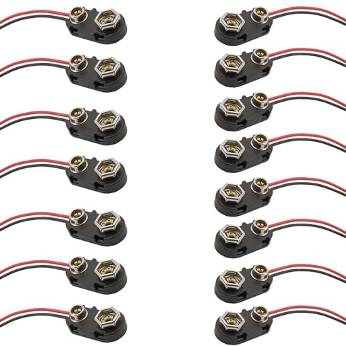 15PCS 9v Battery Connector 9v Battery Battery 9v Battery Terminal Cnnectors 9 Volt Batteries for Connection Cable LED Strip 9V Connector Buckle Housing T-type(Black)