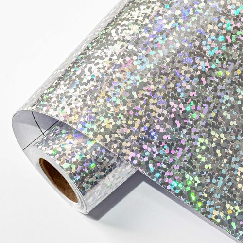 Yarcony Geschenkpapier mit Silberpunkten, metallisches Geschenkpapier – 43 cm x 100 cm, holografisches abstraktes buntes Muster, für Geburtstag, Hochzeit uvm.