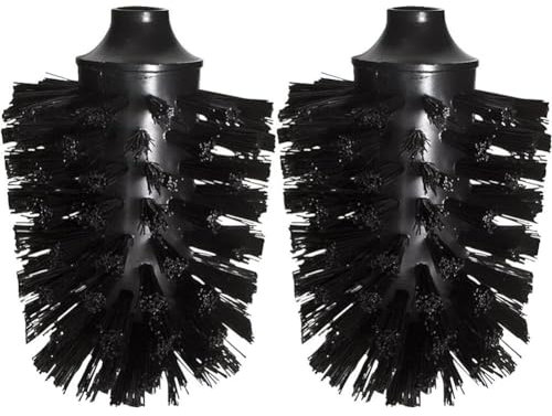 emco Original Ersatzbürstenkopf für WC-Bürstengarnitur, Schraubbarer Kunststoff-Bürstenkopf für Toilettenbürsten, Geeignet für Accessoire-Serien, Schwarz (2er-Pack)
