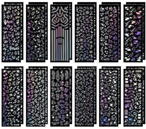 TIESOME 24 Blatt Selbstklebende Taufe Deko Glitzer Sticker, Holografische Deko Aufkleber Laser PET Wasserfest Dekorative Aufkleber für DIY Urlaubsideen Ostergeschenke Kinder Erwachsene