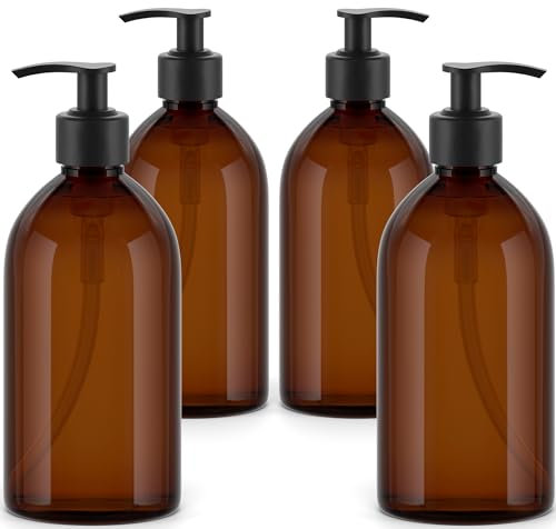 Dispensador de Gel y Champu Baño 500ml - 4 Botellas de Plástico Rellenables y Recargables Ideales para jabón, loción y champú