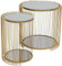 Kare Design Beistelltisch Wire Double (2-Set), Brass, Durchmesser 45cm, Elegant, Wohnzimmertisch, Couchtisch, Stahlgestell, Sofatisch, Spiegeltisch, 46x45x45 cm (H-B-T)