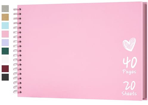 Hiwhy Fotoalbum Scrapbook 28x20,5 cm 20 Blätter DIY Scrapbook Hartes Kraftpapier Baby Erinnerungsbuch Familie Geburtstag Hochzeitstag Scrapbook, Rosa