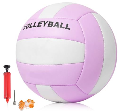 WANDGU Voleibol de voleibol de playa: voleibol de playa suave al tacto con bomba de mano, resistente al agua, voleibol deportivo, tamaño oficial 5, para interiores y exteriores, voleibol para playa y