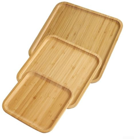 1 vassoio da portata quadrato, in legno, piatto da portata in legno, per cene, feste e bar, vassoio per la cena per cibo, piattino decorativo per la cucina (20 x 20 x 1,5 cm)