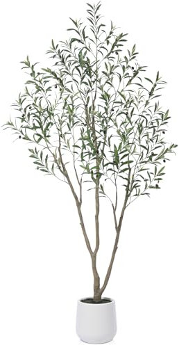 CROSOFMI Olivier Artificielle Interieur en Plastique Pot 210 cm Grande Fausse Plante Exterieur Decoration Balcon Chambre Maison(1 Pack)