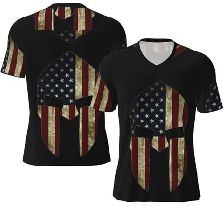 Afternoon Tea Herren-Fußballtrikot, leicht und bequem, feuchtigkeitsableitend und schweißableitend, Fußball-Shirt, Sporttrikot, Team-Trikot, athletisches Oberteil, USA-Flagge Amerikanische Spartan,
