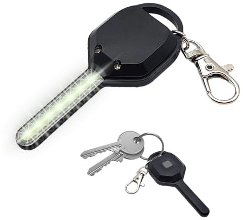 Schlüsselanhänger in Schlüsselform mit permanentem und blinkendem LED-Licht, ideal für Nachtspaziergänge und Notsituationen, Betrieb mit Batterie CR2032, Schwarz , One size