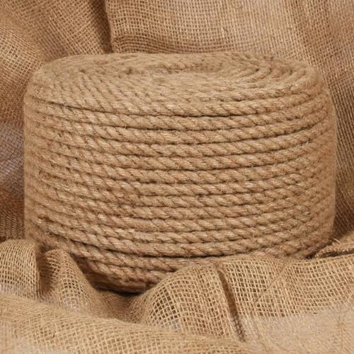 Corde 100 % jute 10 mm, 250 m, LAPOOH rouleau d'osier, corde décorative, pour tricoter des crochet, bobines de fil, panier à corde - SPU : 143795